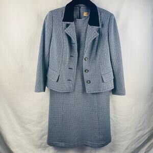 Vintage Robert Leonard Tweed Dress Suit Sheath Dress Jacket Large Office Siren